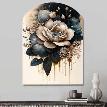 Black And White Rose Design III - Asymmetric Metal Wall Art